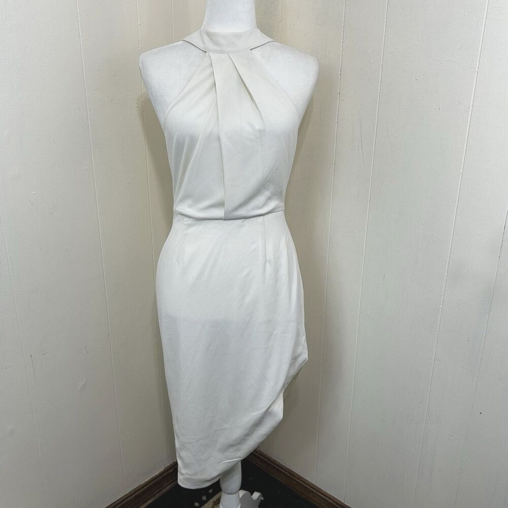 Stylestalker Women Lana Asymmetric Halter Cocktail Dress Size Small Ivory Dress